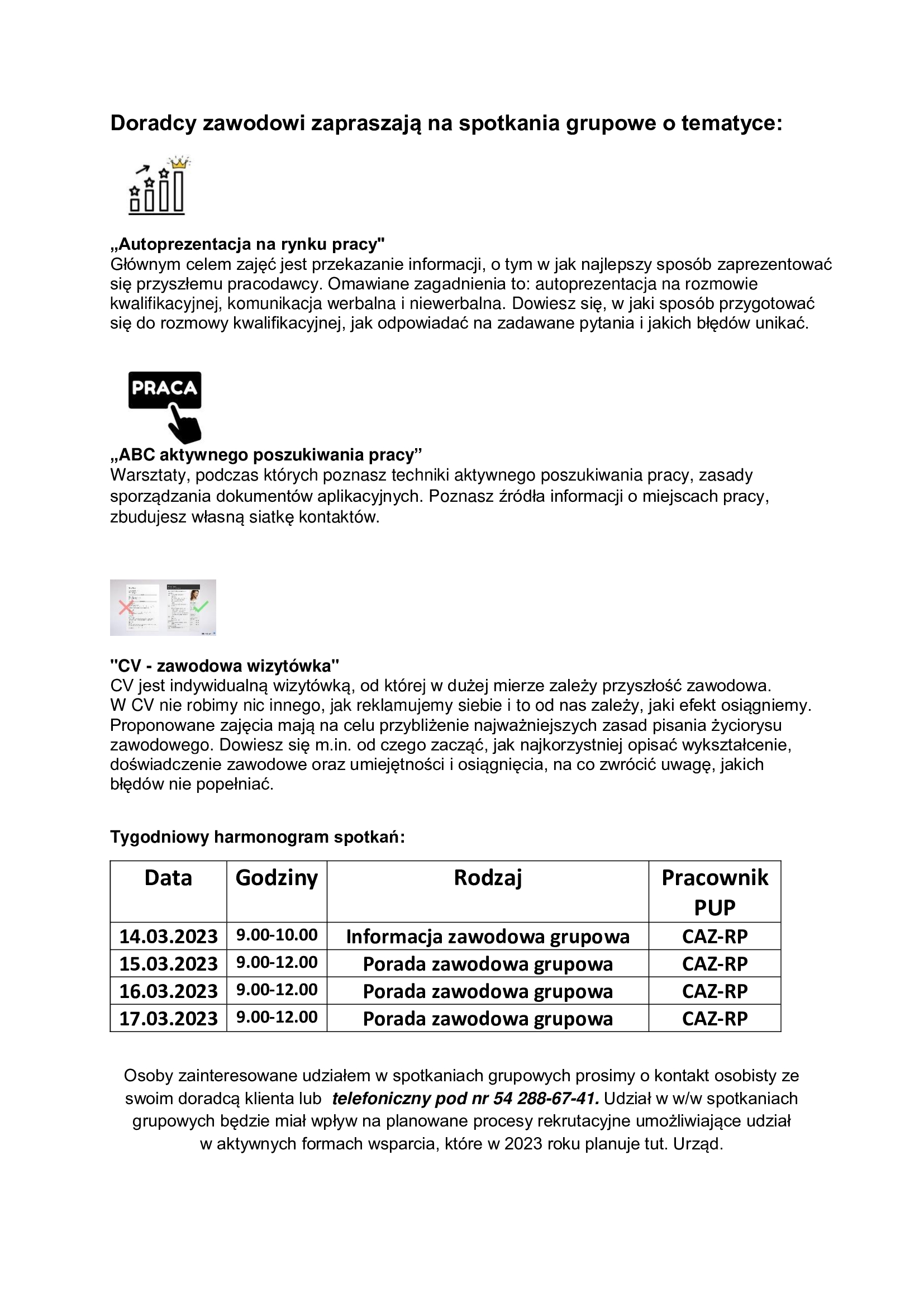 Spotkania z zakresu doradztwa zawodowego