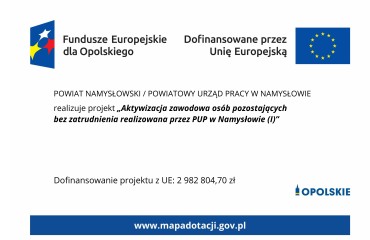 Zdjęcie artykułu Projekt "Aktywizacja zawodowa osób pozostających bez zatrudnienia realizowana przez PUP w Namysłowie (I)" współfinansowany ze środków Europejskiego Funduszu Społecznego Plus